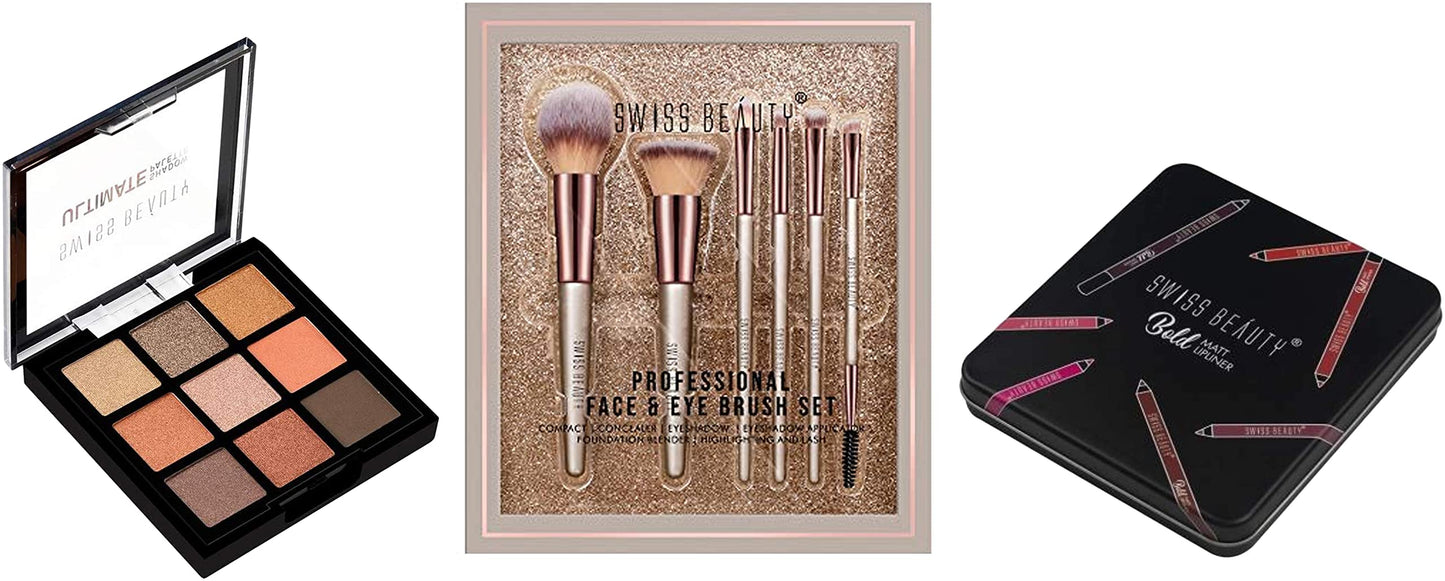 Swiss Beauty Professional Face & Eye Brush Set of 6 with Synthetic Fibres