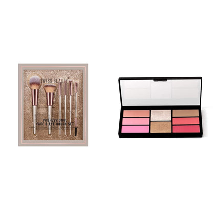 Swiss Beauty Professional Face & Eye Brush Set of 6 with Synthetic Fibres