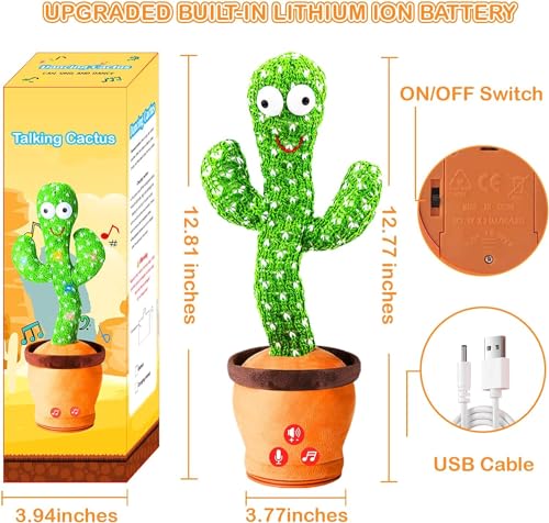 Storio Rechargeable Toys Talking Cactus Baby Toys for Kids.
