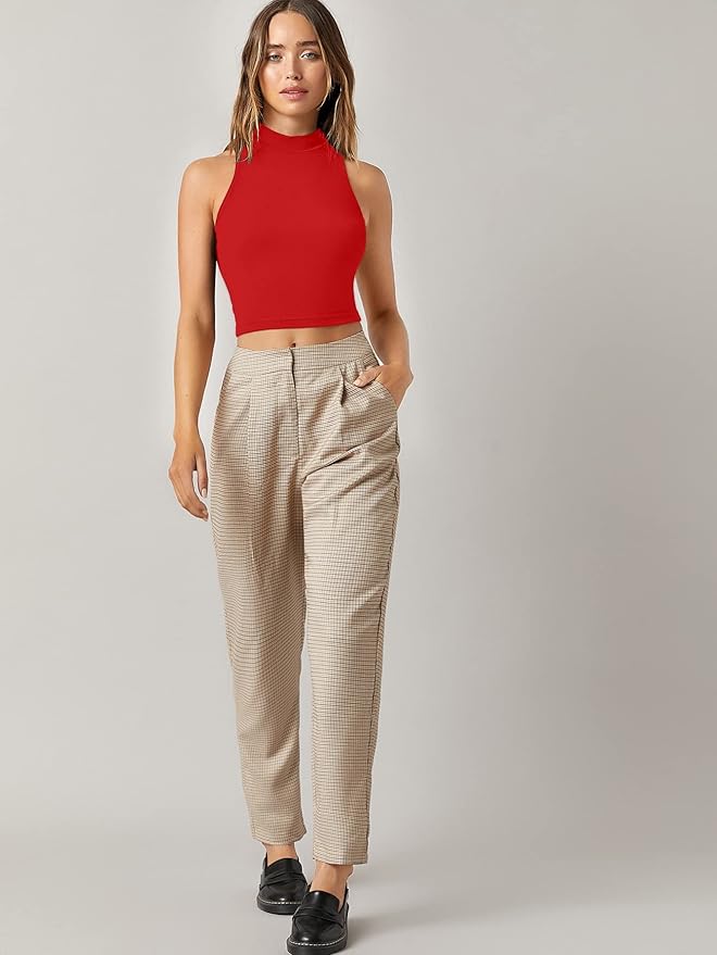 Slim Fit Sleeveless Crop Top for Women