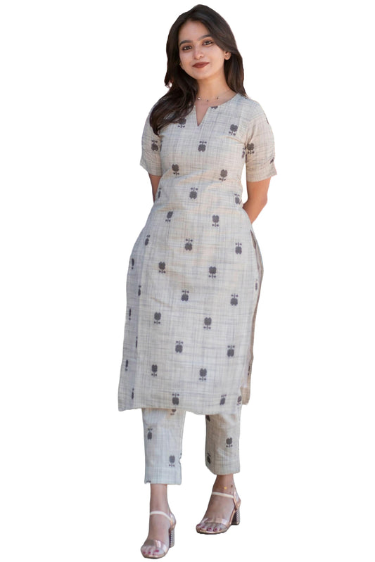 ANNI DESIGNER Women's Rayon Viscose Straight Printed Kurta with Pant (OCHI White_L_White_Large)