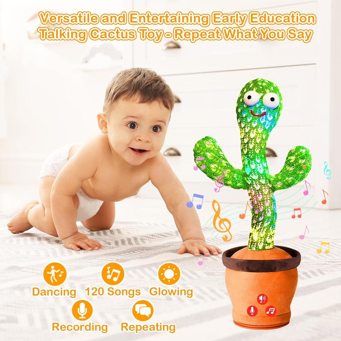 Storio Rechargeable Toys Talking Cactus Baby Toys for Kids.