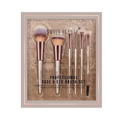 Swiss Beauty Professional Face & Eye Brush Set of 6 with Synthetic Fibres