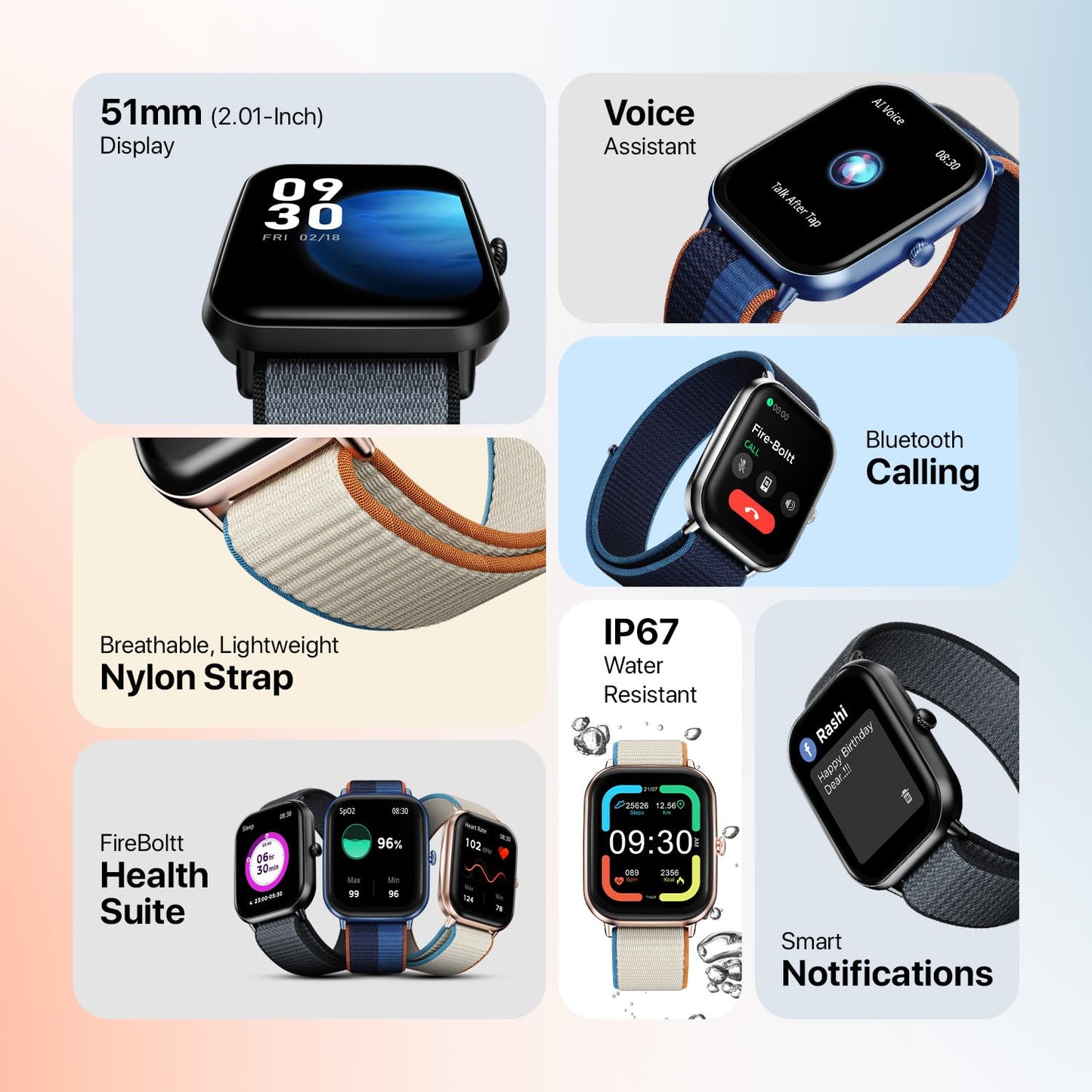 Fire-Boltt Ninja Call Pro Max Smart Watch 2.01 inch Display, Bluetooth Calling, 120+ Sports Modes, Health Suite, Voice Assistance (Grey)