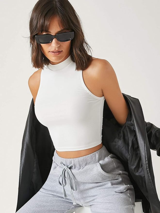 Slim Fit Sleeveless Crop Top for Women