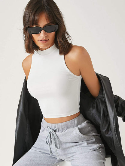 Slim Fit Sleeveless Crop Top for Women