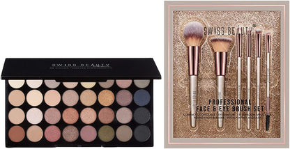 Swiss Beauty Professional Face & Eye Brush Set of 6 with Synthetic Fibres
