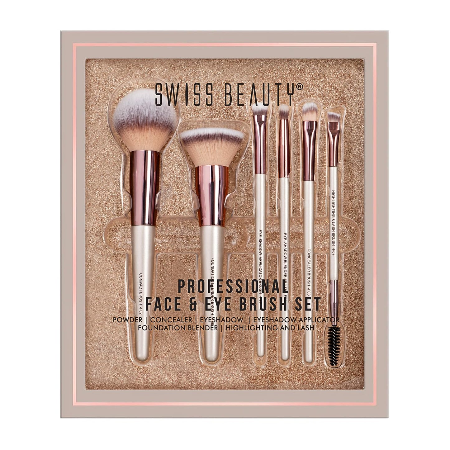 Swiss Beauty Professional Face & Eye Brush Set of 6 with Synthetic Fibres