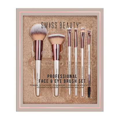 Swiss Beauty Professional Face & Eye Brush Set of 6 with Synthetic Fibres